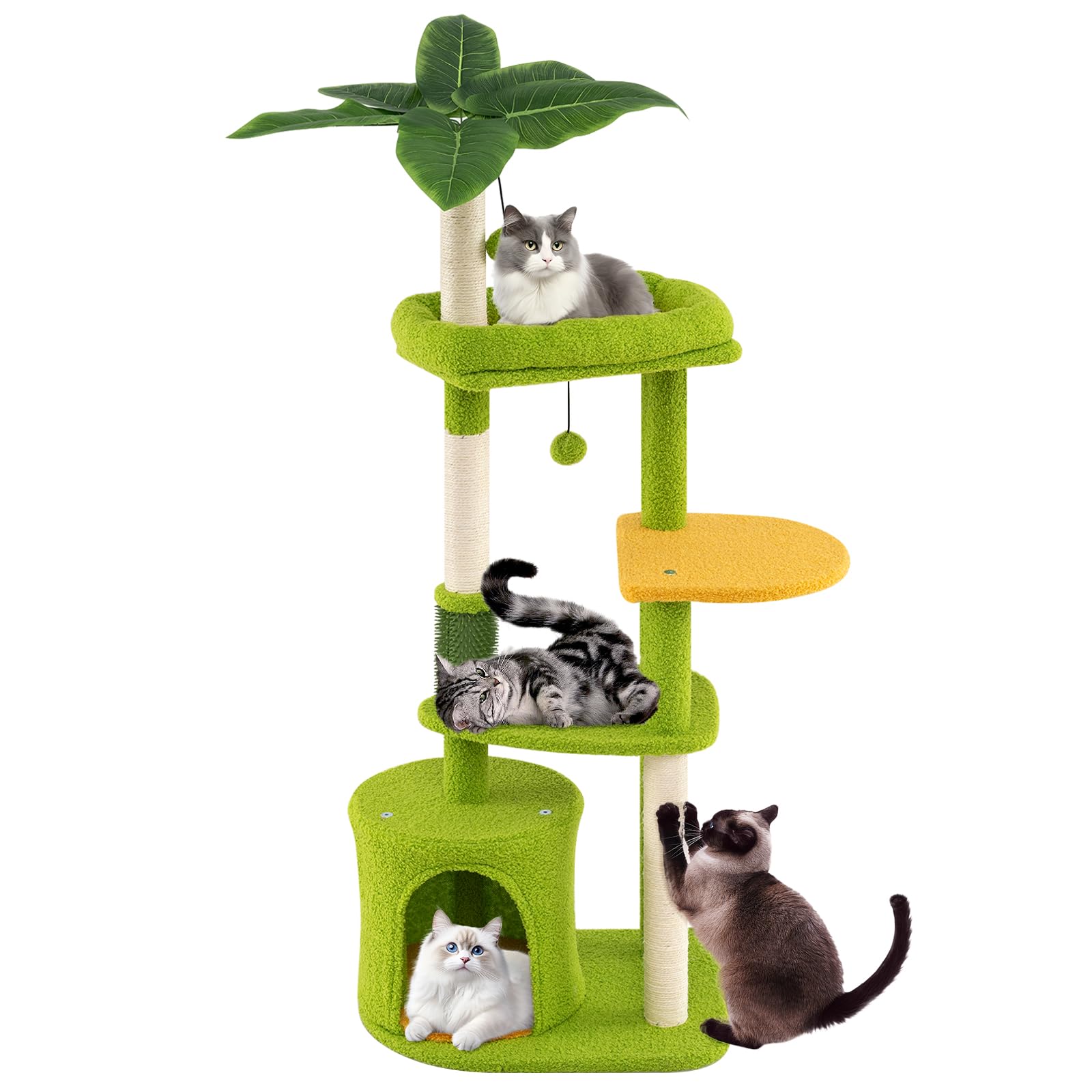 Arbre à chat Tangkula 48"H Palm mignon avec poteaux à griffer en sisal et perchoir supérieur rembourré